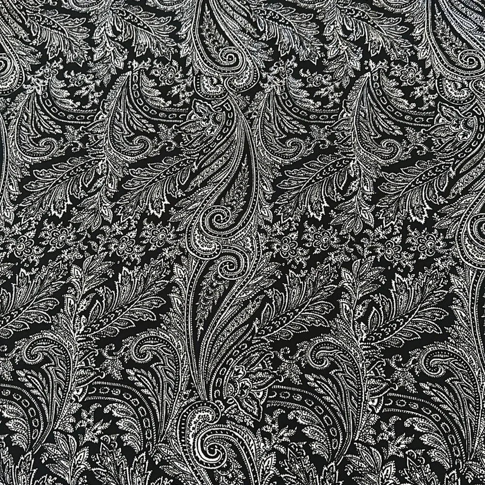 Women’s Paisley Print Black White Work High Waisted Midi Skirt Size 10